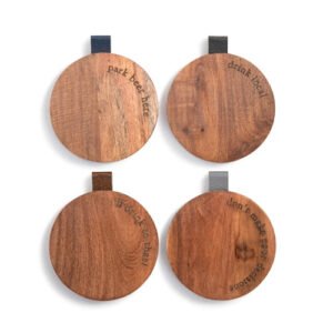 Wine and Beer Wooden Coasters set of 4