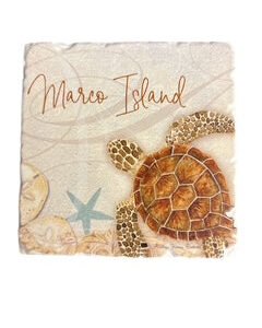 Marco Island, Turtle Single Tumbled Tile Coaster(set of 6)