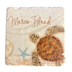 Marco Island, Turtle Single Tumbled Tile Coaster(set of 6)