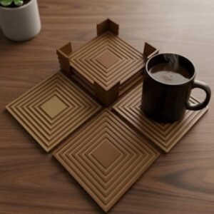 Geometric Coaster Set of 6 with Holder
