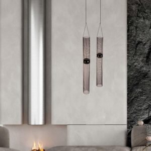 Metal and Pottery Sculptures, Two Hanging steel wire mesh and ceramic sculpture