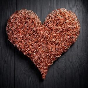 Bright Copper Wire Heart Wall Art