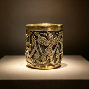 Hand Engraved Solid Brass Mug with Handle